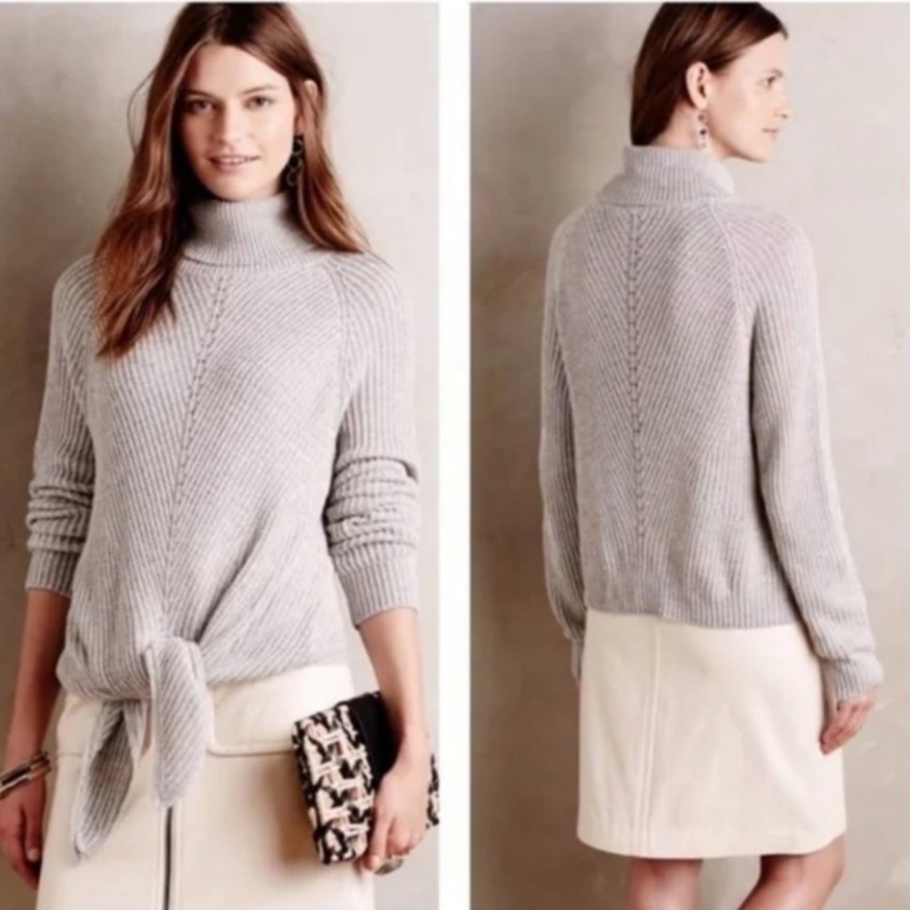 Anthropologie Moth knot-front turtleneck sweater